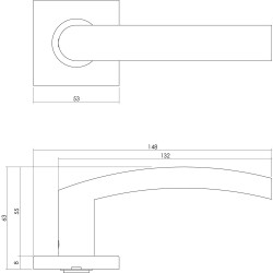 INTERSTEEL DEURKRUK BLOK OP VIERKANT ROZET RVS GEBORSTELD