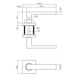 INTERSTEEL DEURKRUK HERA OP VIERKANTE ROZET 55X55X10 MM WIT