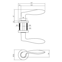 INTERSTEEL DEURKRUK GEORGE OP ROZET ø¸52X10MM MAT ZWART