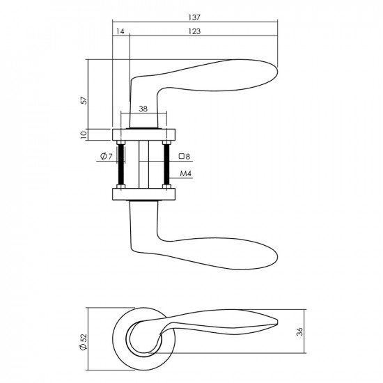 INTERSTEEL DEURKRUK GEORGE OP ROZET ø¸52X10MM MAT ZWART