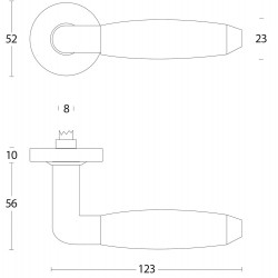 INTERSTEEL DEURKRUK COMBI GEVEERD OP ROZET ø˜52X10 MET RING RVS GEBORS