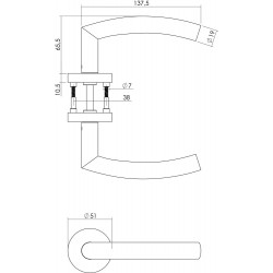 INTERSTEEL DEURKRUK HALF ROND MET ROZET ø¸51X10,5 MM RVS GEBORSTELD