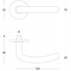 INTERSTEEL DEURKRUK SABEL ø¸16 MM SLANK OP ROZET MET RING RVS GEBORSTE