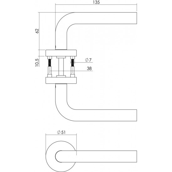 INTERSTEEL DEURKRUK RECHT MET ROZET RVS GEBORSTELD