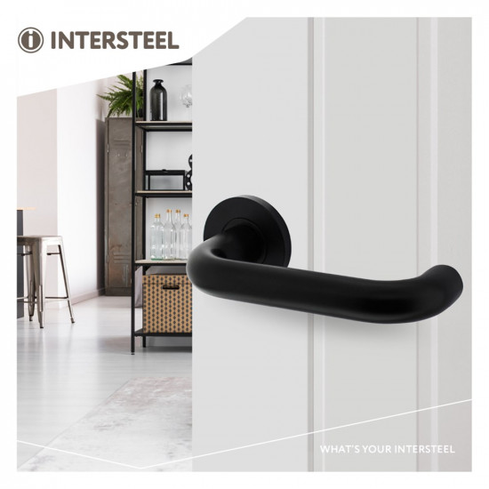 INTERSTEEL DEURKRUK ROND OP ROZET ø˜55X8 MM ALUMINIUM ZWART