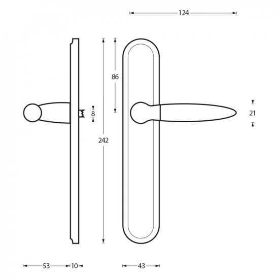 INTERSTEEL DEURKRUK ELEN OP SCHILD BLIND CHROOM