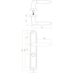 INTERSTEEL DEURKRUK ELEN OP SCHILD TOILET-/BADKAMERSLUITING 63 MM CHRO