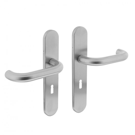 INTERSTEEL DEURKRUK ROND OP OP SCHILD SLEUTELGAT 56 MM RVS GEBORSTELD