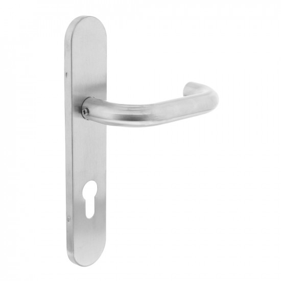 INTERSTEEL DEURKRUK ROND OP OP SCHILD PROFIELCILINDERGAT 72 MM RVS GEB
