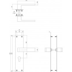 INTERSTEEL DEURKRUK AMSTERDAM MET SCHILD 250X55X2MM PROFIELCILINDERGAT