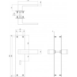 INTERSTEEL DEURKRUK AMSTERDAM MET SCHILD 250X55X2MM SLEUTELGAT 56MM RV