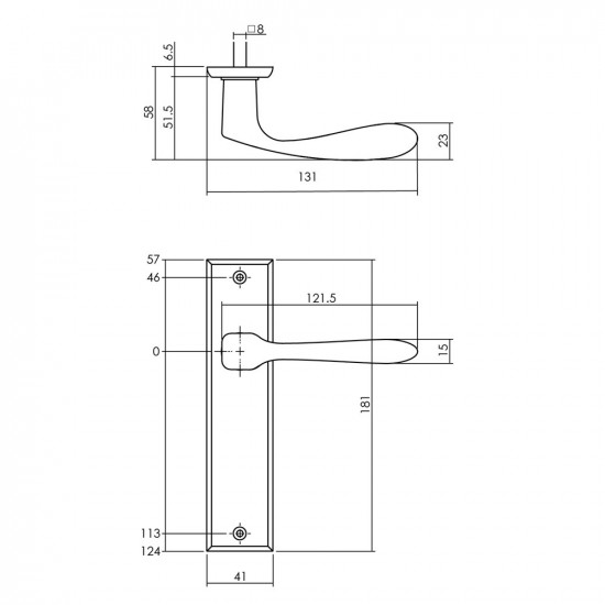 INTERSTEEL DEURKRUK BANAAN MET SCHILD 181X41X7MM BLIND MAT ZWART