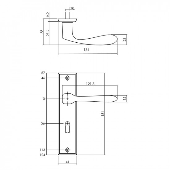 INTERSTEEL DEURKRUK BANAAN MET SCHILD 181X41X7MM SLEUTELGAT 56MM MAT Z