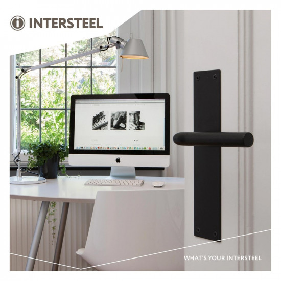 INTERSTEEL DEURKRUK JURA MET SCHILD 250X55X2MM BLIND ZWART