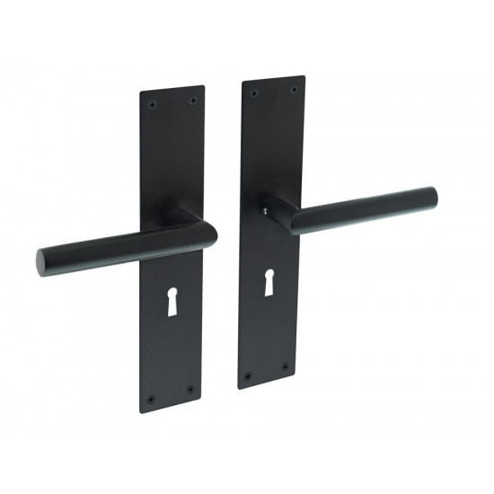 INTERSTEEL DEURKRUK JURA MET SCHILD 250X55X2MM SLEUTELGAT 56MM ZWART