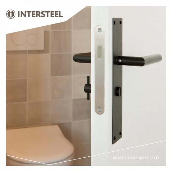 INTERSTEEL DEURKRUK JURA MET SCHILD 250X55X2MM WC63/8 ZWART