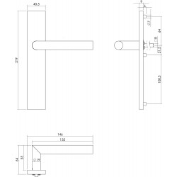 INTERSTEEL DEURKRUK HOEK 90Â° OP RECHTHOEKIG SCHILD BLIND RVS GEBORSTE