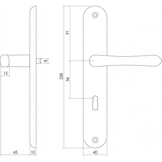 INTERSTEEL DEURKRUK SATURNUS OP SCHILD SLEUTELGAT 56 MM MESSING GELAKT