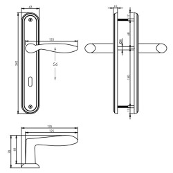 INTERSTEEL DEURKRUK GEORGE OP SCHILD SLEUTELGAT 56 MM NIKKEL MAT