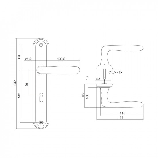 INTERSTEEL DEURKRUK BJORN OP SCHILD SLEUTELGAT 56 MM NIKKEL MAT