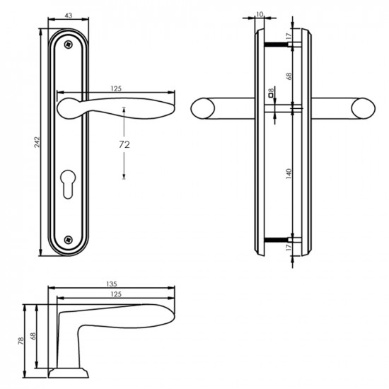 INTERSTEEL DEURKRUK GEORGE OP SCHILD PROFIELCILINDERGAT 72 MM NIKKEL M