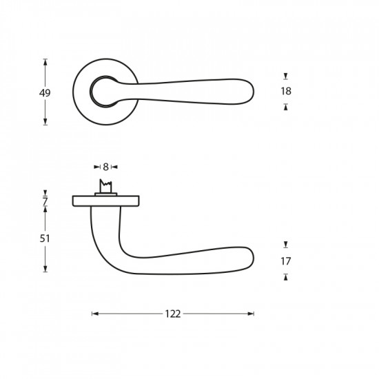 INTERSTEEL DEURKRUK JUPITER OP ROZET CHROOM