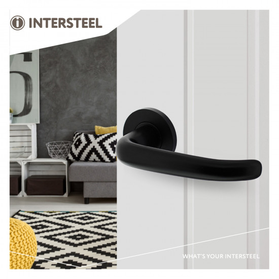 INTERSTEEL DEURKRUK SABEL OP RONDE ROZET ø˜55X8 MM ALUMINIUM ZWART