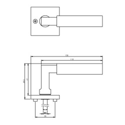 INTERSTEEL DEURKRUK BAU-STIL OP VIERKANT ROZET CHROOM MAT/MAT ZWART