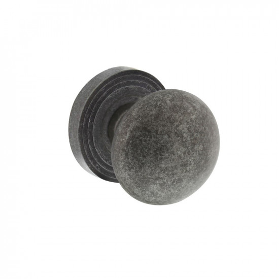 INTERSTEEL KNOP OP ROZET OUD GRIJS