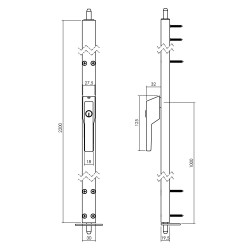 INTERSTEEL DEURESPAGNOLET AFSLUITBAAR LINKS 2200MM MET UITWISSELBARE C