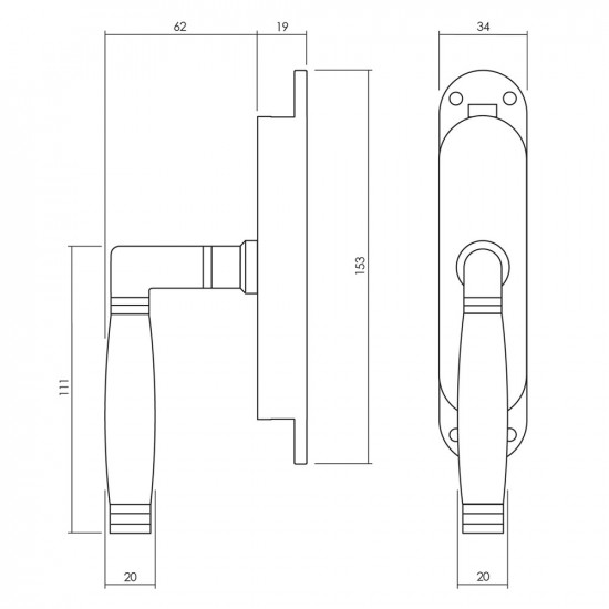 INTERSTEEL KRUK-ESPAGNOLET RECHTS TON 222 MET STANGENSET 2X 1250 MM NI