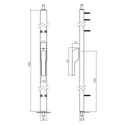 INTERSTEEL DEURESPAGNOLET NIET AFSLUITBAAR RECHTS 2200MM RAL 9010 WIT