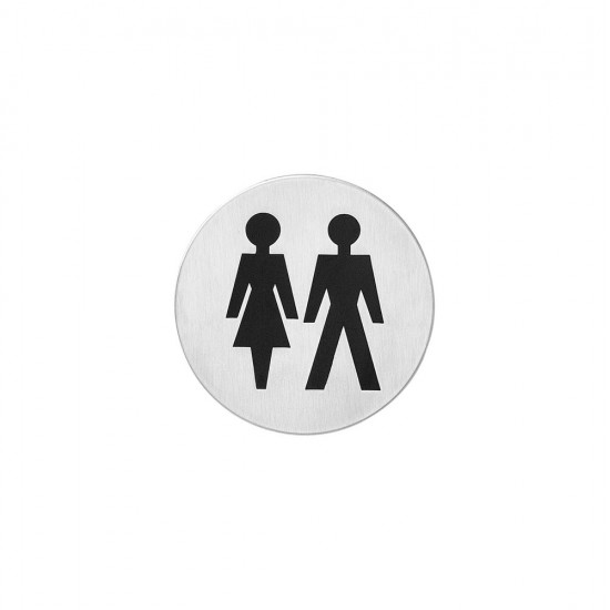 INTERSTEEL PICTOGRAM DAMES- EN HERENTOILET ZELFKLEVEND ROND RVS GEBORS