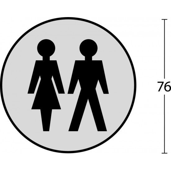 INTERSTEEL PICTOGRAM DAMES- EN HERENTOILET ZELFKLEVEND ROND RVS GEBORS