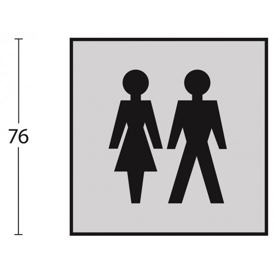 INTERSTEEL PICTOGRAM DAMES- EN HERENTOILET ZELFKLEVEND VIERKANT RVS GE