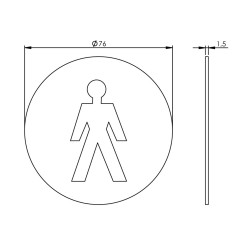 INTERSTEEL PICTOGRAM HERENTOILET ZELFKLEVEND ROND RVS GEBORSTELD