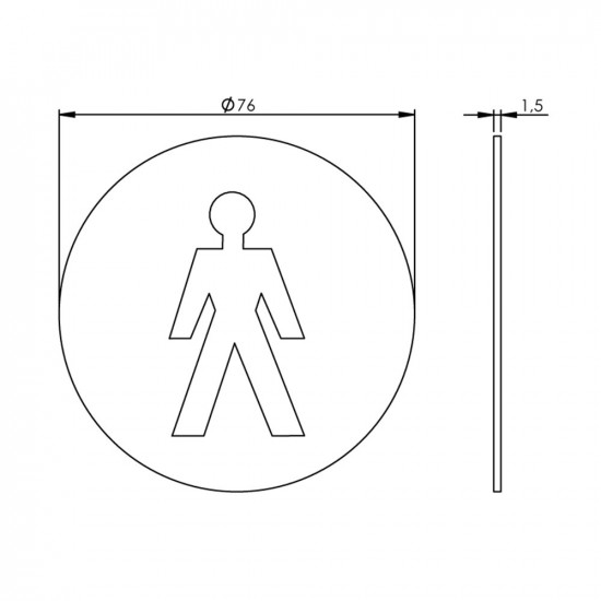 INTERSTEEL PICTOGRAM HERENTOILET ZELFKLEVEND ROND RVS GEBORSTELD