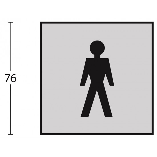 INTERSTEEL PICTOGRAM HERENTOILET ZELFKLEVEND VIERKANT RVS GEBORSTELD