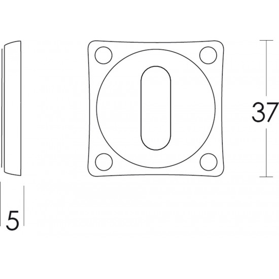 INTERSTEEL ROZET SLEUTELGAT VIERKANT BASIC NIKKEL MAT