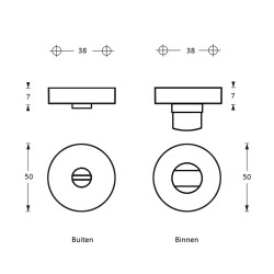 INTERSTEEL ROZET TOILET-/BADKAMERSLUITING MESSING TITAAN PVD