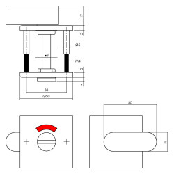 INTERSTEEL ROZET TOILET-/BADKAMERSLUITING VIERKANT RVS GEBORSTELD