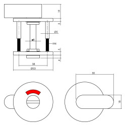 INTERSTEEL ROZET TOILET-/BADKAMERSLUITING ROND PLAT RVS GEBORSTELD