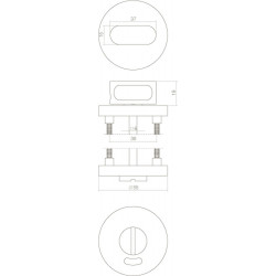 INTERSTEEL ROZET ROND 55 MM MET TOILET-/BADKAMERSLUITING 8 MM RVS GEBO