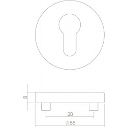 INTERSTEEL ROZET ROND 55 MM MET PROFIELCILINDERGAT RVS GEBORSTELD