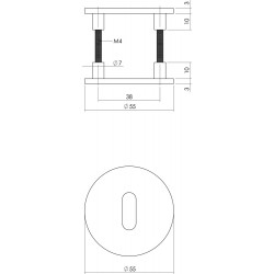 INTERSTEEL MAGNEET ROZET ROND MET PROFIELCILINDERGAT RVS GEBORSTELD