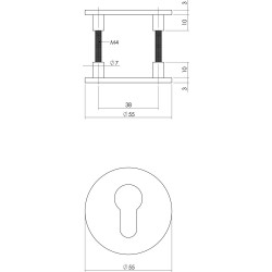 INTERSTEEL MAGNEET ROZET ROND MET TOILET-/BADKAMERSLUITING RVS GEBORST