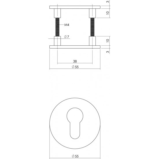 INTERSTEEL MAGNEET ROZET ROND MET TOILET-/BADKAMERSLUITING RVS GEBORST