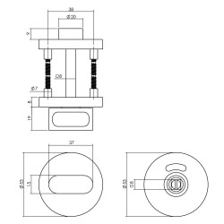 INTERSTEEL ROZET TOILET-/BADKAMERSLUITING ROND NOKKEN MET STIFTBEDIENI