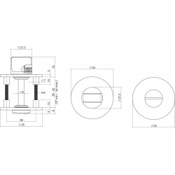 INTERSTEEL MAGNEET ROZET VIERKANT MET SLEUTELGAT RVS GEBORSTELD