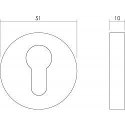 INTERSTEEL ROZET SET ROND MET PROFIELCILINDERGAT RVS GEBORSTELD